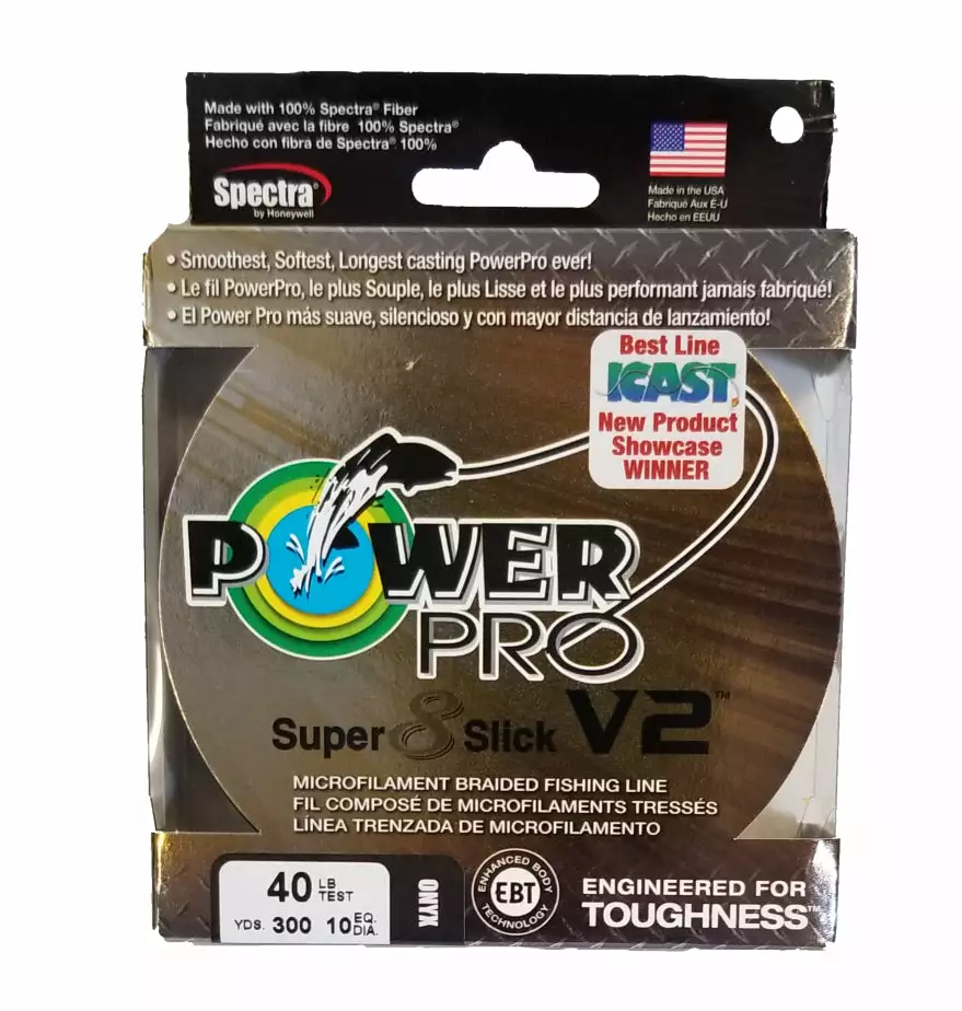 Power Pro Super 8 Slick V2 Onyx 40 Lb 300 Yds Braided Fishing Line Line/Leaders 3 Power Pro Super 8 Slick V2 Onyx 40 Lb 300 Yds Braided Fishing Line Line/Leaders
