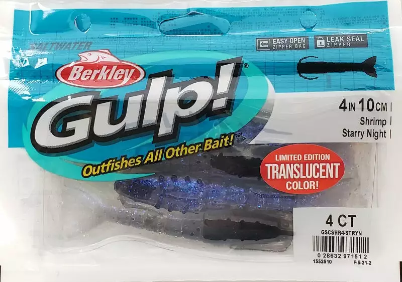 Lures & Bait Berkley Gulp! Translucent Shrimp Starry Night 4" 4ct 4 Lures & Bait Berkley Gulp! Translucent Shrimp Starry Night 4" 4ct