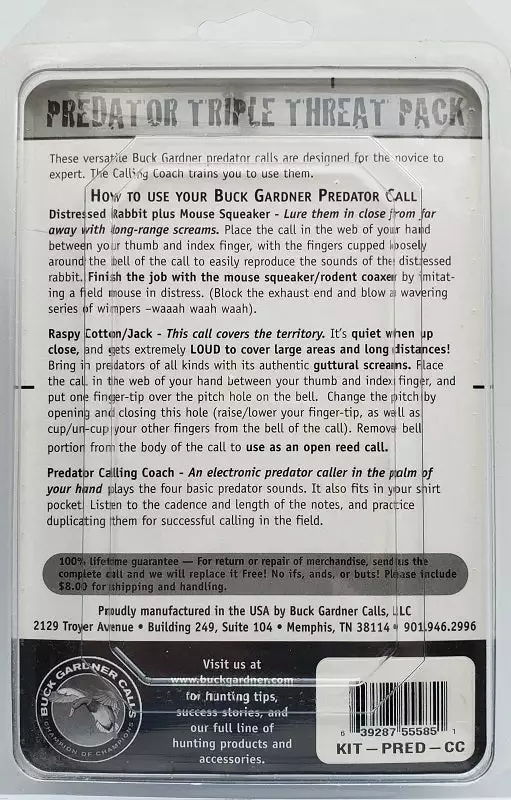 Buck Gardner's Predator Call Triple Threat Pack KIT-PRED-CC Game Calls 4 Buck Gardner's Predator Call Triple Threat Pack KIT-PRED-CC Game Calls