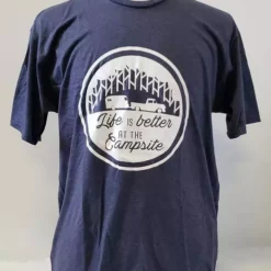 Camco Life Is Better At The Campsite T-Shirt Navy BOGO RV And Camping