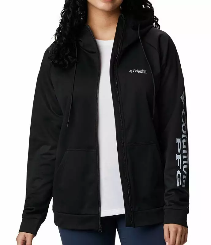 Columbia Sportswear Columbia Women’s PFG Tidal Fleece FZ Hoodie Black 3 Columbia Sportswear Columbia Women’s PFG Tidal Fleece FZ Hoodie Black