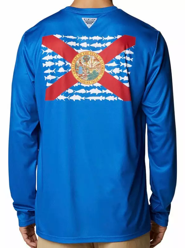 Columbia Sportswear Columbia Men's Terminal Tackle PFG State Fish Flag™ L/S Vivid Blue 3 Columbia Sportswear Columbia Men's Terminal Tackle PFG State Fish Flag™ L/S Vivid Blue