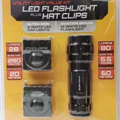 Beach & Home Cyclops LED Flashlight Plus Hat Clip Lights Combo CYC-FLHC