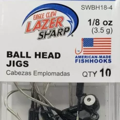 Eagle Claw Ball Head Jigs 1/8oz 10pk Black 5 Eagle Claw Ball Head Jigs 1/8oz 10pk Black