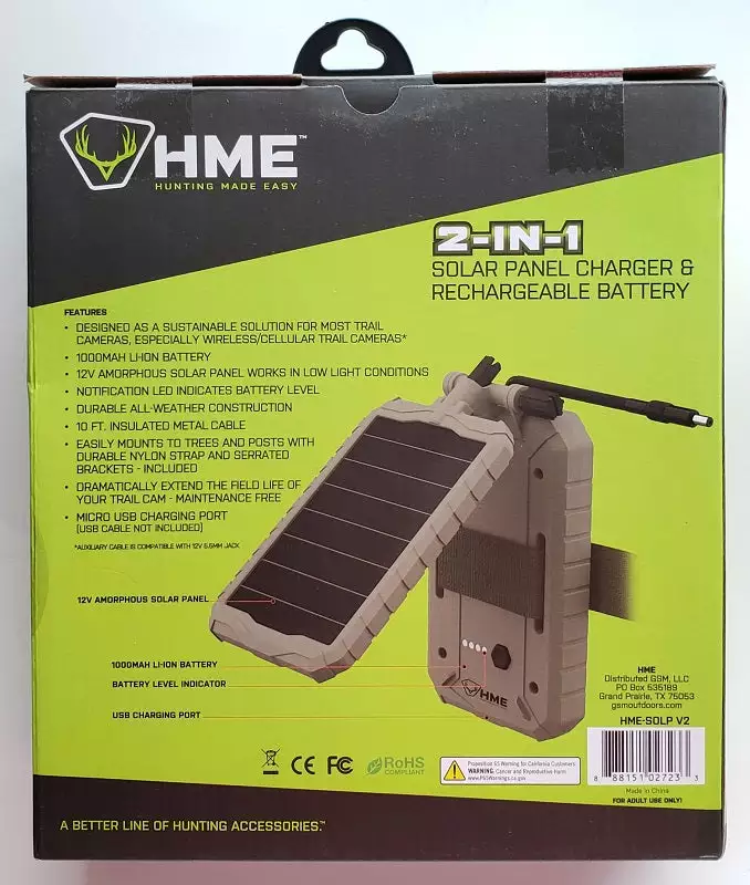 Hunting HME 2-IN-1 Solar Panel Charger & Rechargeable Battery HME-SOLP V2 4 Hunting HME 2-IN-1 Solar Panel Charger & Rechargeable Battery HME-SOLP V2
