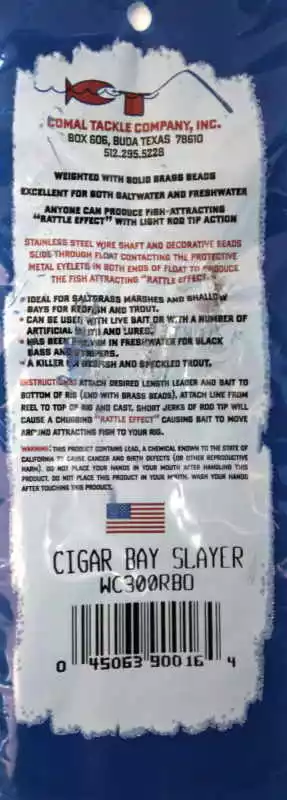 Floats & Corks Comal Bay Slayer Cigar Rattle Float 3" Orange 5 Floats & Corks Comal Bay Slayer Cigar Rattle Float 3" Orange