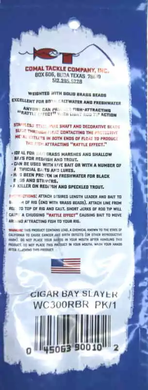 Comal Bay Slayer Cigar Rattle Float 3" Red 5 Comal Bay Slayer Cigar Rattle Float 3" Red