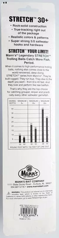 Mann's Stretch 30+ Trolling Lure Chrome/Blue 11" 1pk Lures & Bait 6 Mann's Stretch 30+ Trolling Lure Chrome/Blue 11" 1pk Lures & Bait