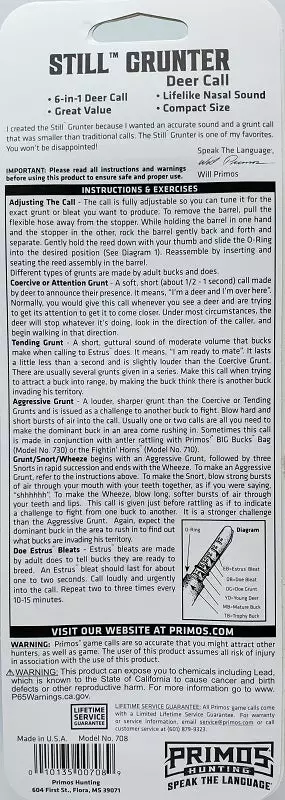 Game Calls Primos Still Grunter Deer Call 708 6 Game Calls Primos Still Grunter Deer Call 708