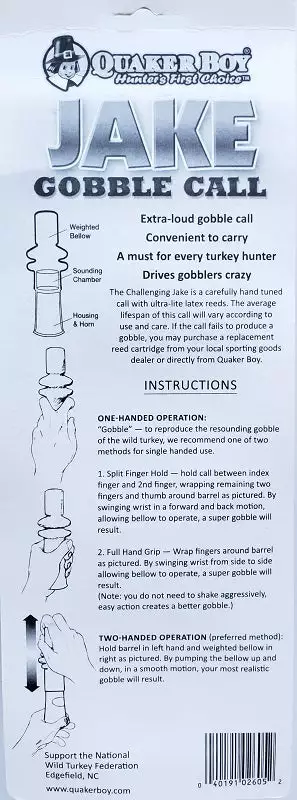 Quaker Boy Challenging Jake Gobble Call 02605 Game Calls 6 Quaker Boy Challenging Jake Gobble Call 02605 Game Calls