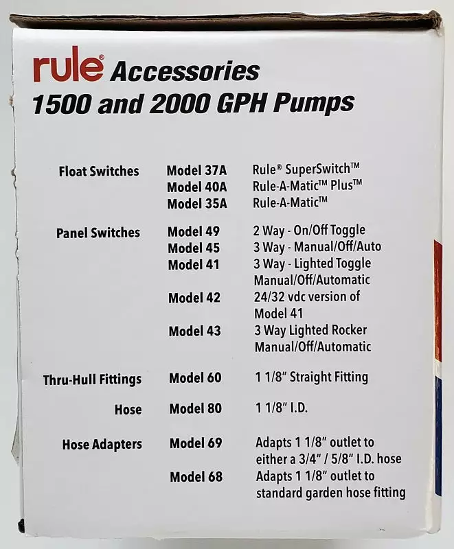 Rule 2000GPH Bilge Pump Model 10-6UL Marine 6 Rule 2000GPH Bilge Pump Model 10-6UL Marine