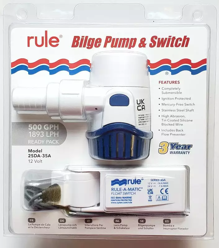 Rule 500GPH Bilge Pump And Switch 25DA-35A Marine 4 Rule 500GPH Bilge Pump And Switch 25DA-35A Marine