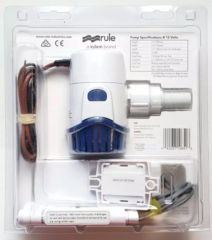 Rule 500GPH Bilge Pump And Switch 25DA-35A Marine 5 Rule 500GPH Bilge Pump And Switch 25DA-35A Marine