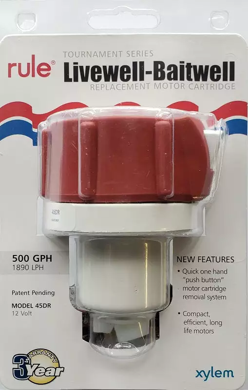 Rule Livewell Replacement Motor Cartridge 500GPH Tournament Series 45DR 3 Rule Livewell Replacement Motor Cartridge 500GPH Tournament Series 45DR