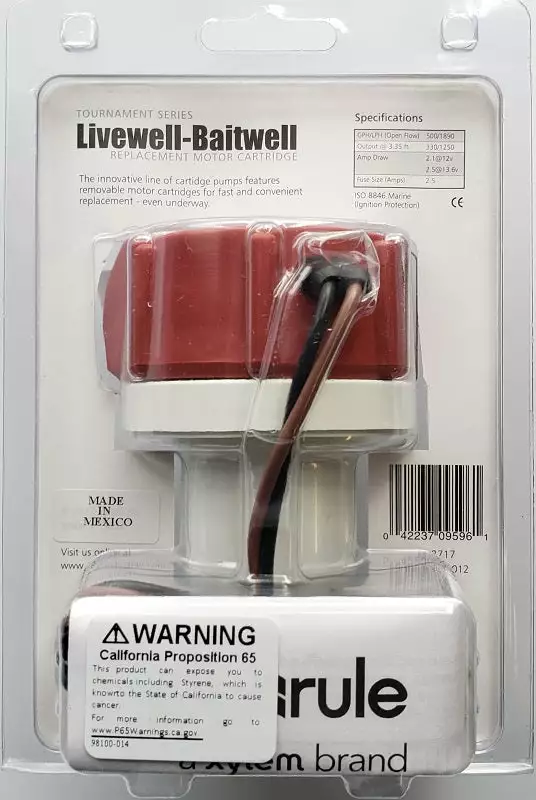 Rule Livewell Replacement Motor Cartridge 500GPH Tournament Series 45DR 6 Rule Livewell Replacement Motor Cartridge 500GPH Tournament Series 45DR
