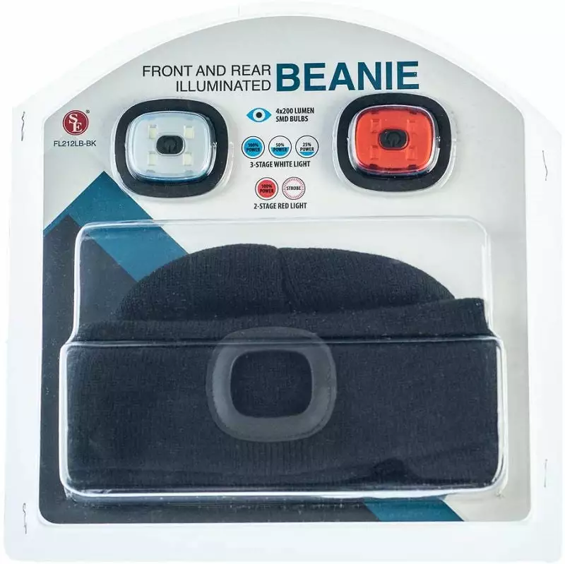 SE Front And Rear Illuminated Beanie FL212LB-BK 3 SE Front And Rear Illuminated Beanie FL212LB-BK