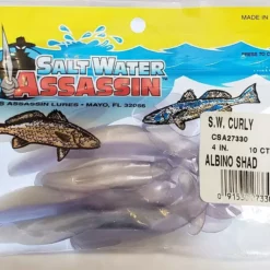 SaltWater Assassin Curly Tail Albino Shad 4" 10pk Lures & Bait