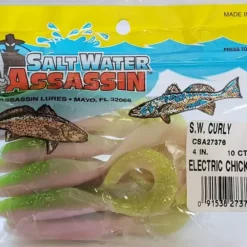 Lures & Bait SaltWater Assassin Curly Tail Electric Chicken 4" 10pk 5 Lures & Bait SaltWater Assassin Curly Tail Electric Chicken 4