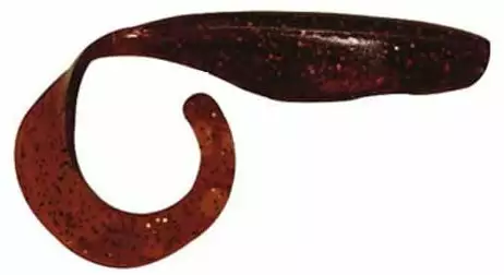 SaltWater Assassin Curly Tail Rootbeer/Red Glitter 4" 10pk 4 SaltWater Assassin Curly Tail Rootbeer/Red Glitter 4" 10pk