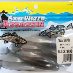 SaltWater Assassin Sea Shad Black Shad 4" 10pk Lures & Bait