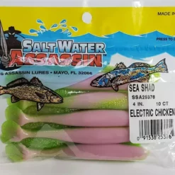 SaltWater Assassin Sea Shad Electric Chicken 4" 10pk Lures & Bait 5 SaltWater Assassin Sea Shad Electric Chicken 4