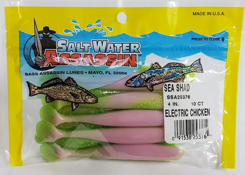 SaltWater Assassin Sea Shad Electric Chicken 4" 10pk Lures & Bait 4 SaltWater Assassin Sea Shad Electric Chicken 4" 10pk Lures & Bait