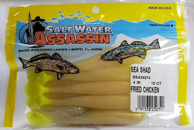 SaltWater Assassin Sea Shad Fried Chicken 4" 10pk Lures & Bait 4 SaltWater Assassin Sea Shad Fried Chicken 4" 10pk Lures & Bait
