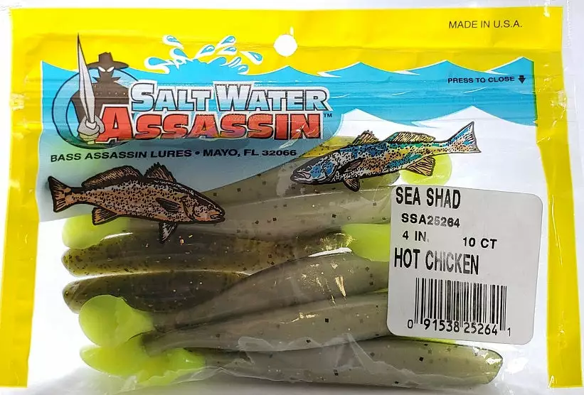 SaltWater Assassin Sea Shad Hot Chicken 4" 10pk 4 SaltWater Assassin Sea Shad Hot Chicken 4" 10pk