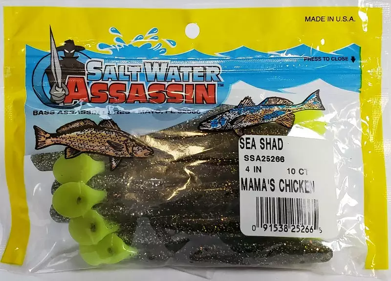 SaltWater Assassin Sea Shad Mama's Chicken 4" 10pk Lures & Bait 4 SaltWater Assassin Sea Shad Mama's Chicken 4" 10pk Lures & Bait
