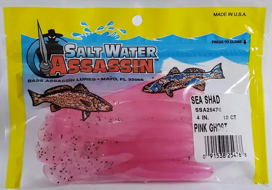 SaltWater Assassin Sea Shad Pink Ghost 4" 10pk 4 SaltWater Assassin Sea Shad Pink Ghost 4" 10pk