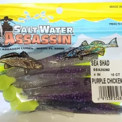 SaltWater Assassin Sea Shad Purple Chicken 4" 10pk Lures & Bait