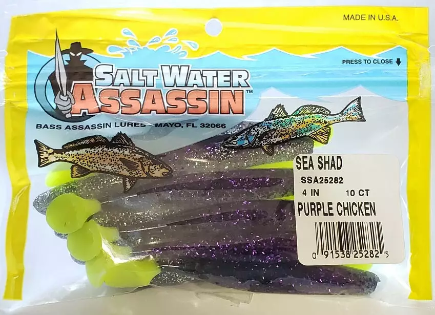 SaltWater Assassin Sea Shad Purple Chicken 4" 10pk Lures & Bait 4 SaltWater Assassin Sea Shad Purple Chicken 4" 10pk Lures & Bait