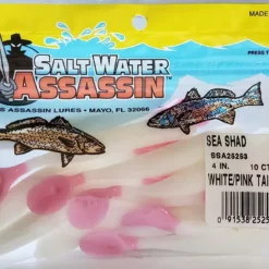 SaltWater Assassin Sea Shad White/Pink 4" 10pk Lures & Bait