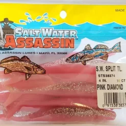 Lures & Bait SaltWater Assassin Split Tail Pink Diamond 4" 10pk 5 Lures & Bait SaltWater Assassin Split Tail Pink Diamond 4