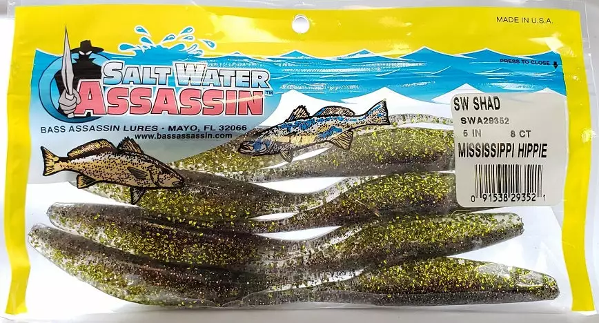 Lures & Bait SaltWater Assassin Shad Mississippi Hippie 5" 8pk 4 Lures & Bait SaltWater Assassin Shad Mississippi Hippie 5" 8pk