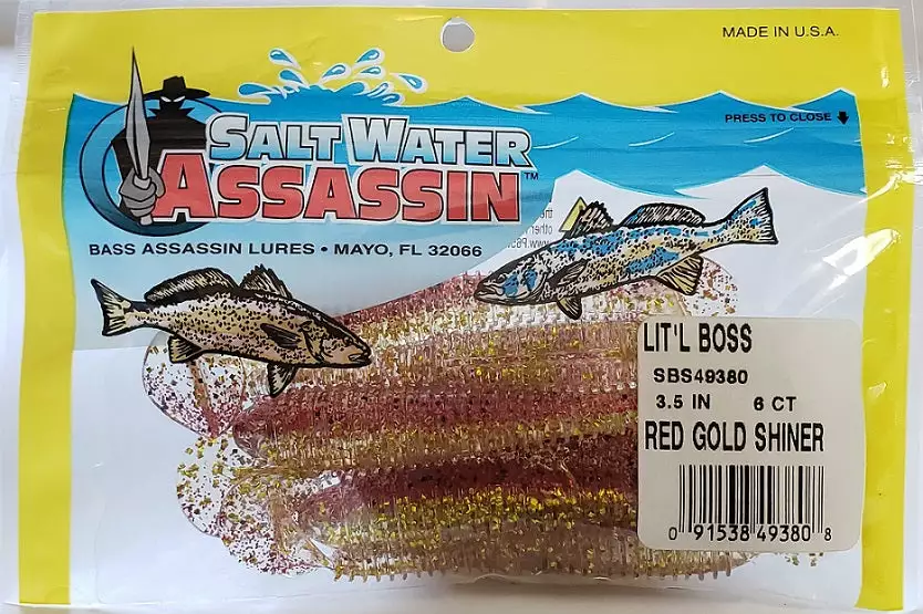 SaltWater Assassin Lit'l Boss Red Gold Shiner 3-1/2" 6ct 4 SaltWater Assassin Lit'l Boss Red Gold Shiner 3-1/2" 6ct