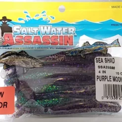 Lures & Bait SaltWater Assassin Sea Shad Purple Moon 4" 10pk 5 Lures & Bait SaltWater Assassin Sea Shad Purple Moon 4