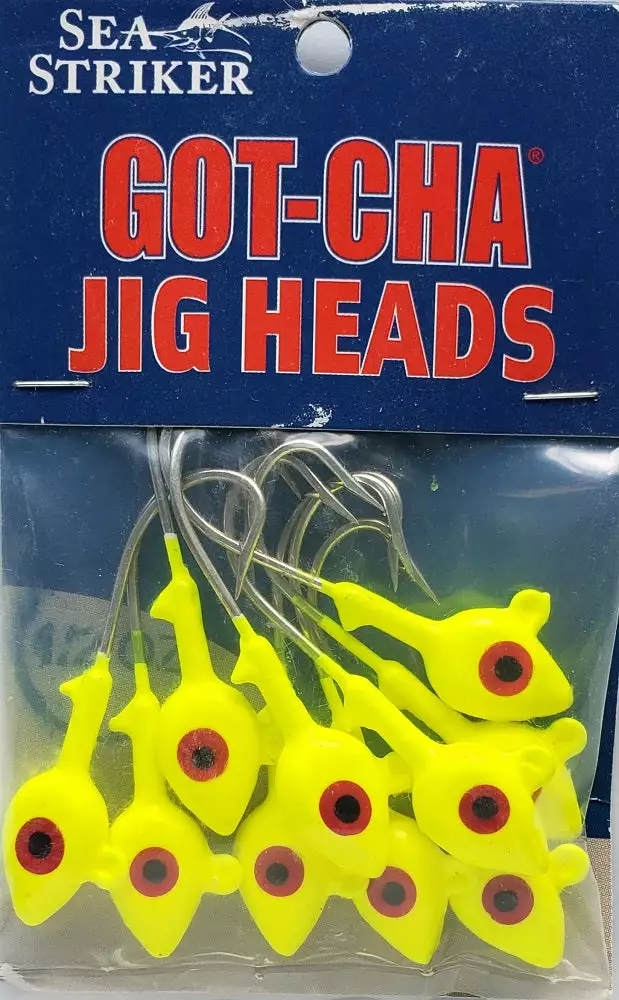Hooks/Jig Heads Sea Striker Got-Cha Jig Heads Chartreuse 1/2oz 10pk 4 Hooks/Jig Heads Sea Striker Got-Cha Jig Heads Chartreuse 1/2oz 10pk