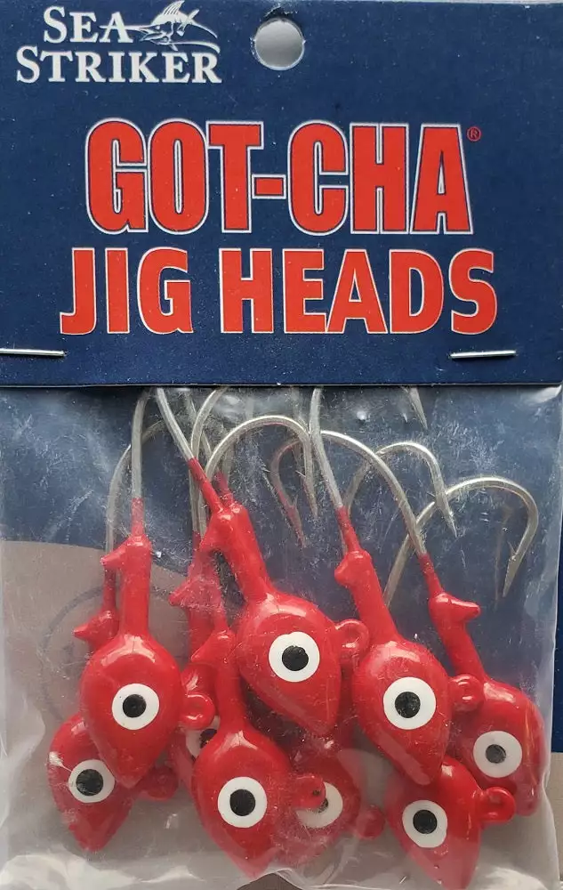 Sea Striker Got-Cha Jig Heads Red 1/2oz 10pk 4 Sea Striker Got-Cha Jig Heads Red 1/2oz 10pk