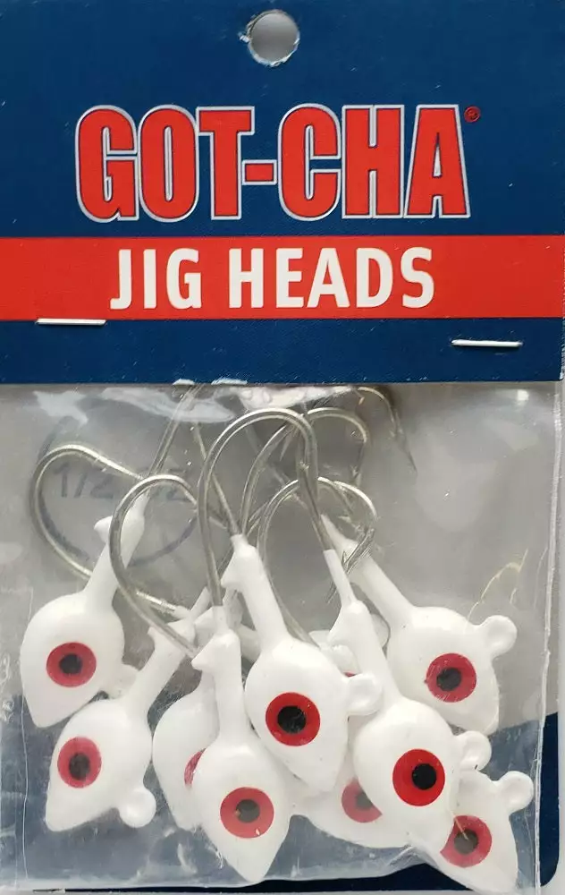 Hooks/Jig Heads Sea Striker Got-Cha White Jig Heads 1/2oz 10pk 4 Hooks/Jig Heads Sea Striker Got-Cha White Jig Heads 1/2oz 10pk