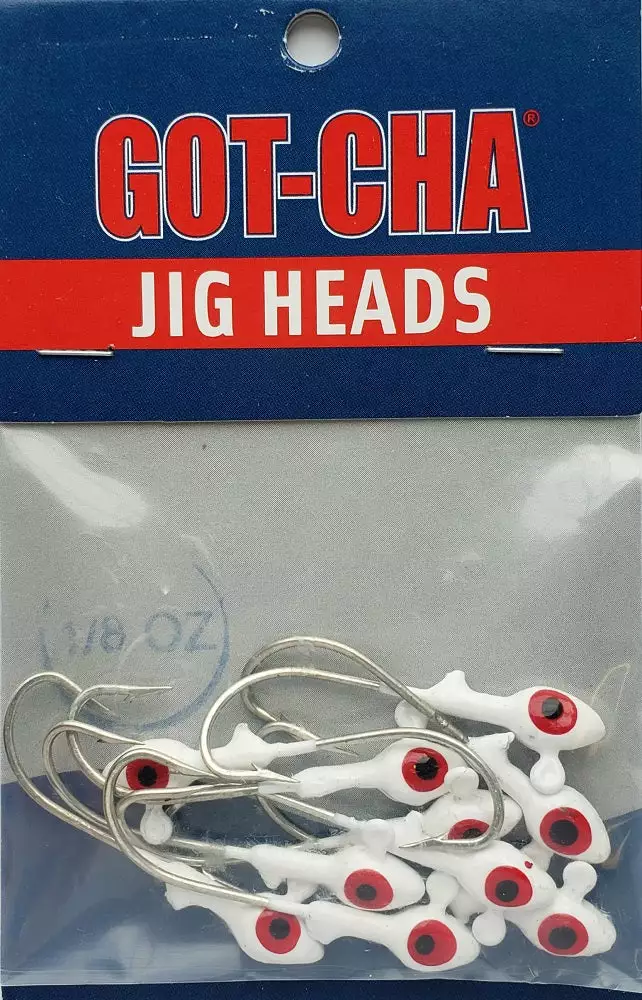 Hooks/Jig Heads Sea Striker Got-Cha Jig Heads White 1/8oz 10pk 4 Hooks/Jig Heads Sea Striker Got-Cha Jig Heads White 1/8oz 10pk