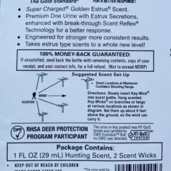 Wildlife Research Golden Estrus 1oz With 2 Key Wicks 404 Game Scents & Covers