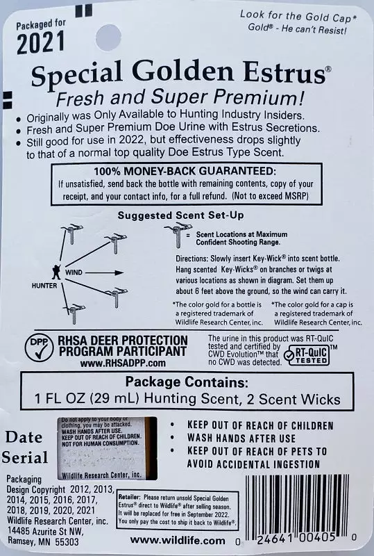 Wildlife Research Special Golden Estrus 1oz 405 4 Wildlife Research Special Golden Estrus 1oz 405