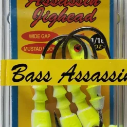 Bass Assassin Chartreuse Flash Jighead 1/16oz 4pk