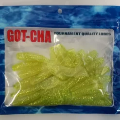 Sea Striker Got-Cha Curltail Grub Chartreuse/Silver Flake 4" 20pk