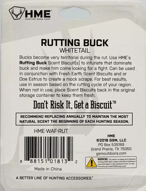 HME Products Hunting HME Scent Biscuit Rutting Buck Whitetail Scent 3 Pack HME-WAF-RUT 6 HME Products Hunting HME Scent Biscuit Rutting Buck Whitetail Scent 3 Pack HME-WAF-RUT