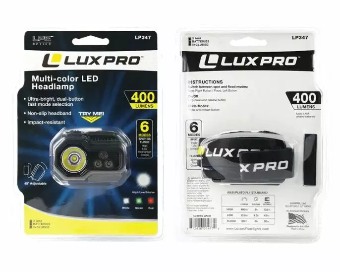 Lux-Pro Ultra-Bright LED Headlamp 400 Lumens LP347 8 Lux-Pro Ultra-Bright LED Headlamp 400 Lumens LP347