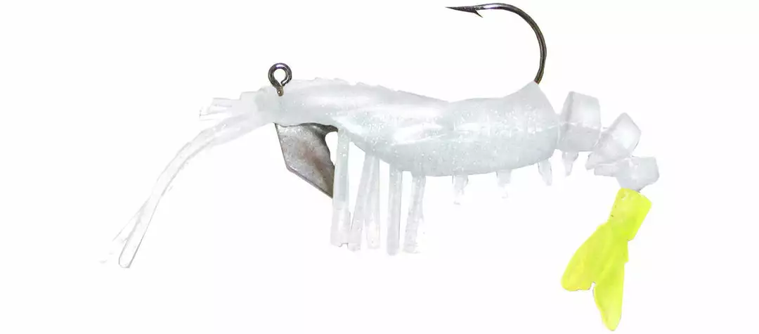 Lures & Bait Vudu Jumbo Shrimp Pearl/Chartreuse 4" 2pk 3 Lures & Bait Vudu Jumbo Shrimp Pearl/Chartreuse 4" 2pk
